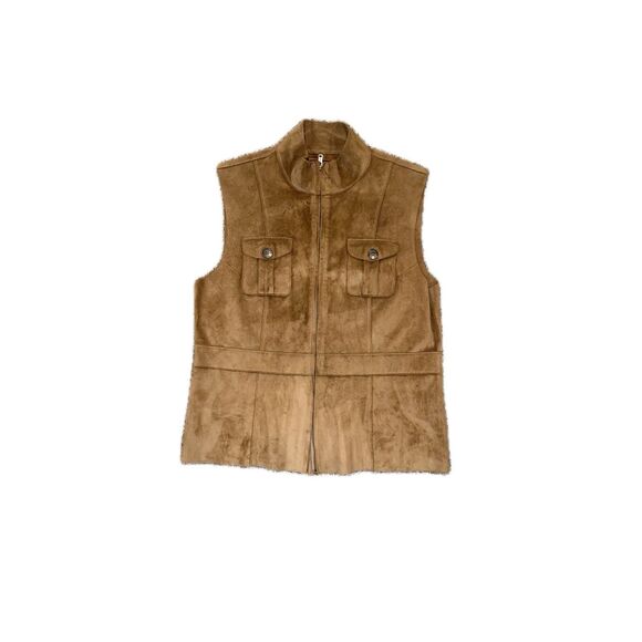 Lauren by Ralph Lauren Dry Goods Supply Co. Faux Suede Full Zip Vest Women Sz L - Picture 1 of 7